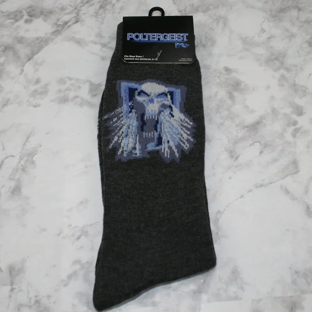 POLTERGEIST Socks Halloween Spooky Creepy Crew Unisex October Grey One Size